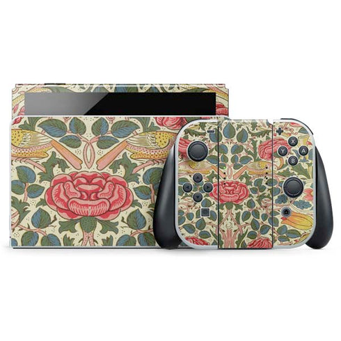William Morris Rose Nintendo Switch OLED (2021) Skin